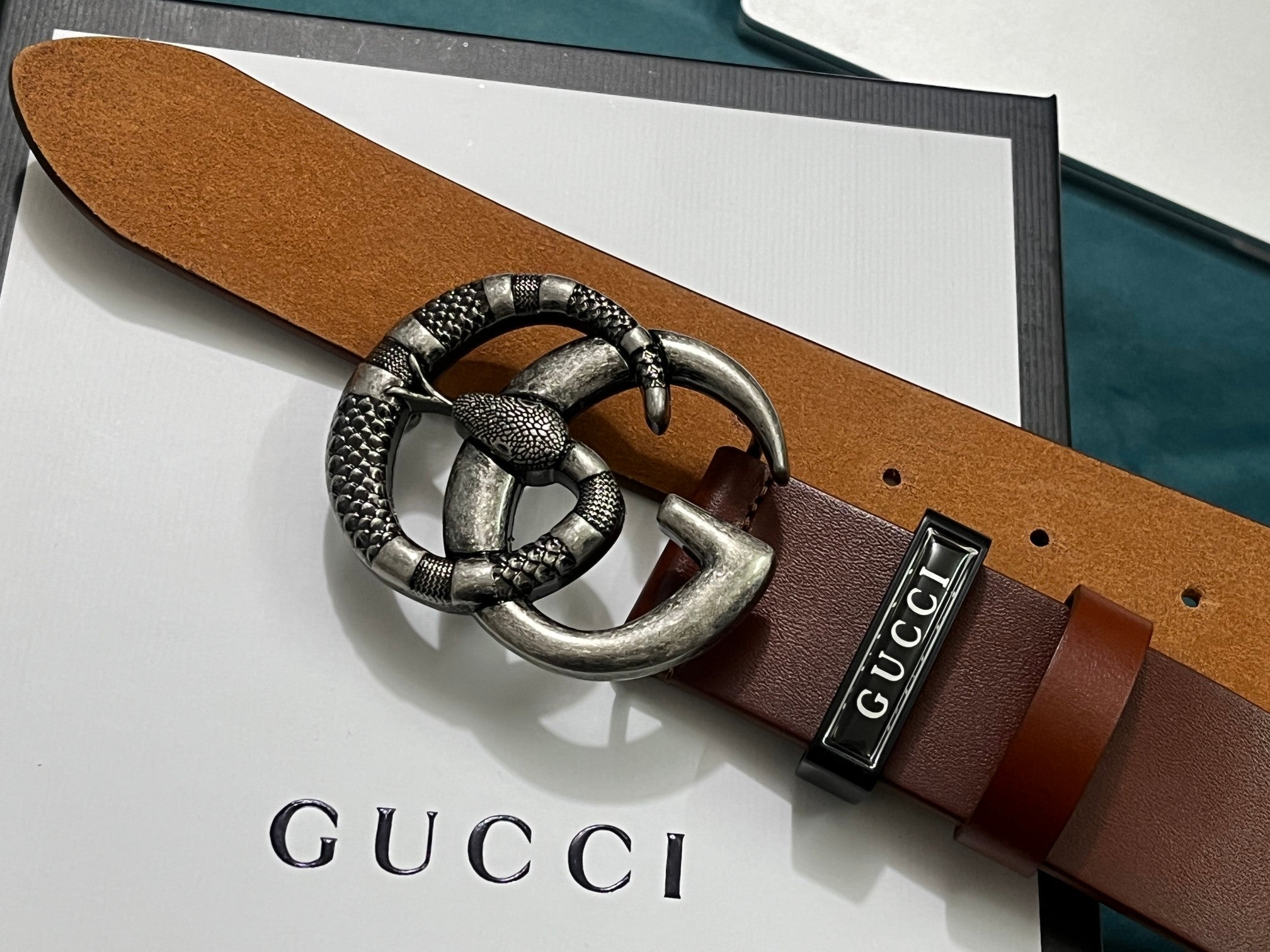 GUCCI Embellished coated-canvas and leather belt 'Brown' - Banlieue91