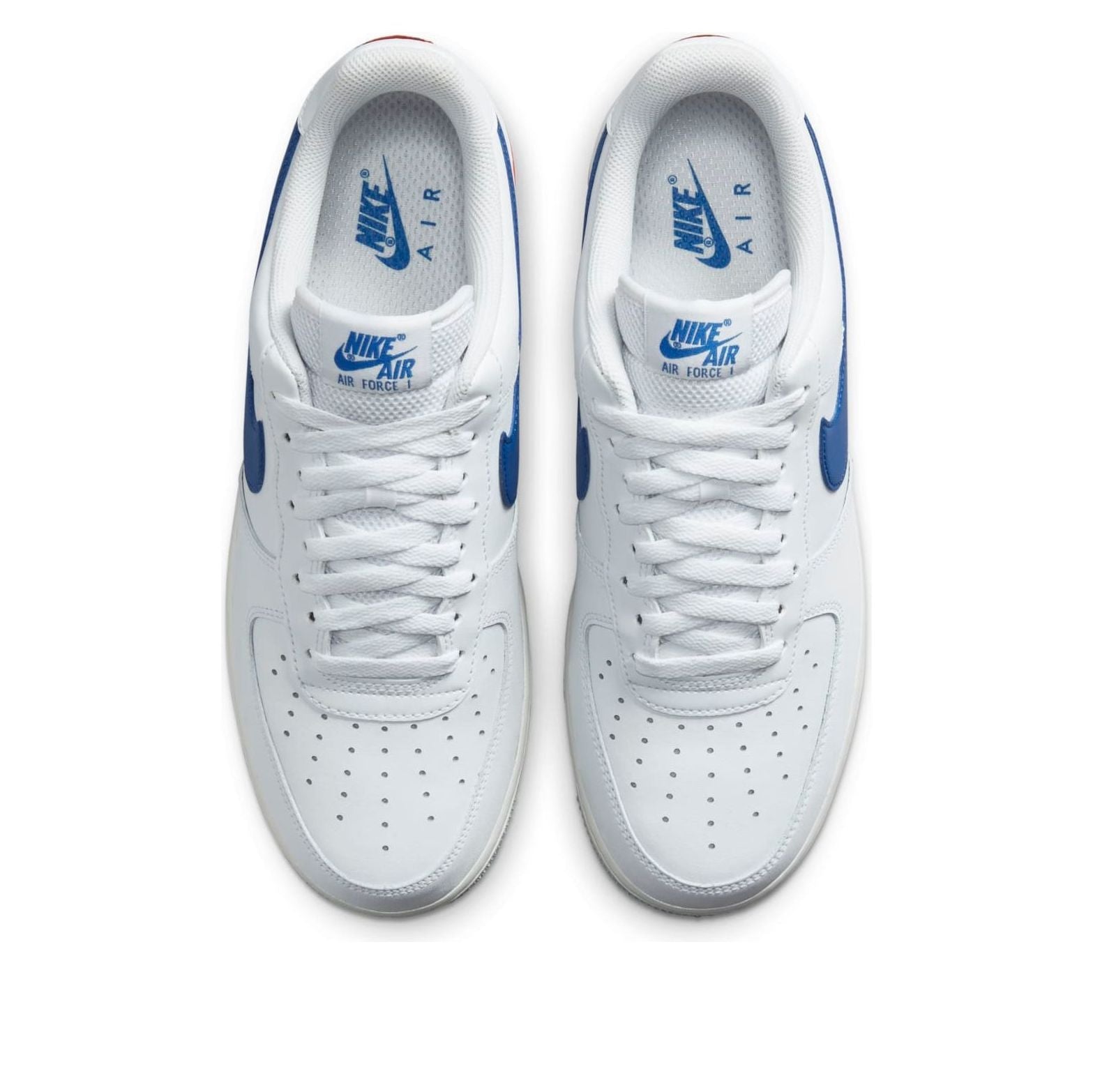 Back view of Nike Air Force 1 '07 'USA - White Game Royal emphasizing the heel design and logo.