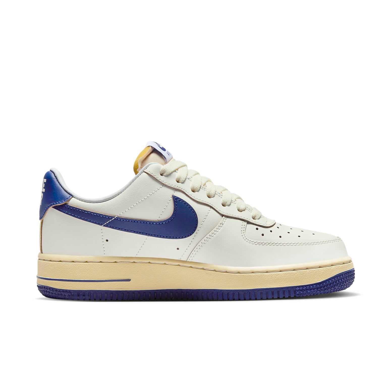 Nike Air Force 1 '07 'Sail Pale Vanilla' sneaker in Sail, Pale Vanilla, and Gold Suede colorway, perfect for casual wear.