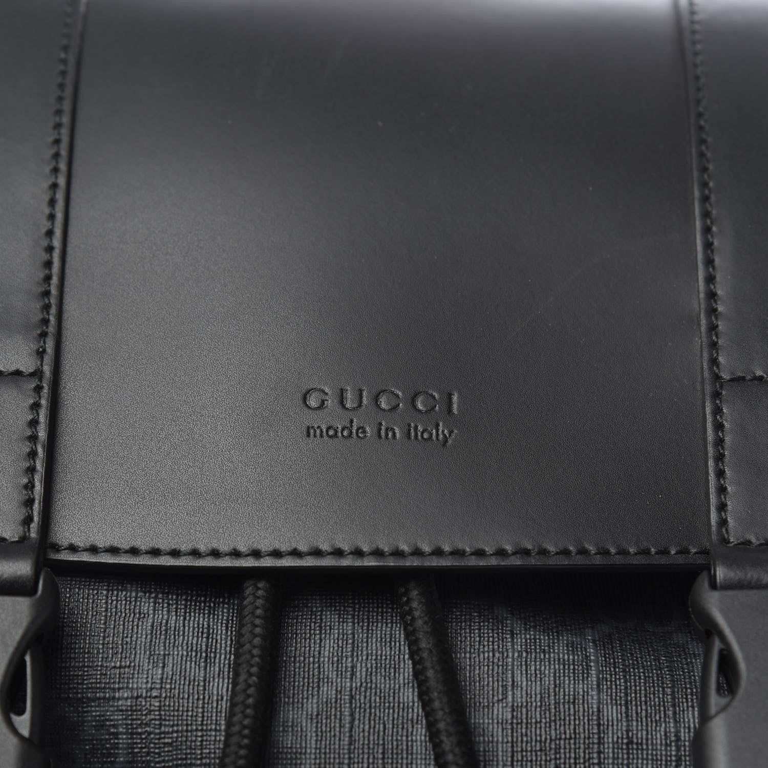 Gucci Soft GG Supreme Monogram Appia Calfskin Web Double Buckle Backpack Black - Banlieue91