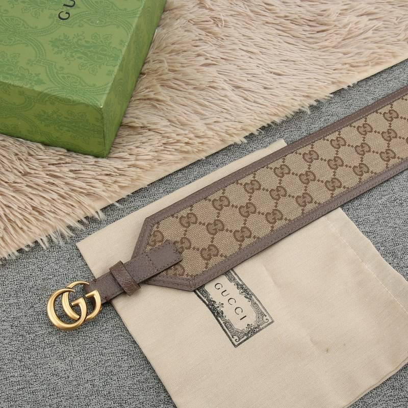 Gucci GG-buckle canvas Women belt 'Brown' - Banlieue91