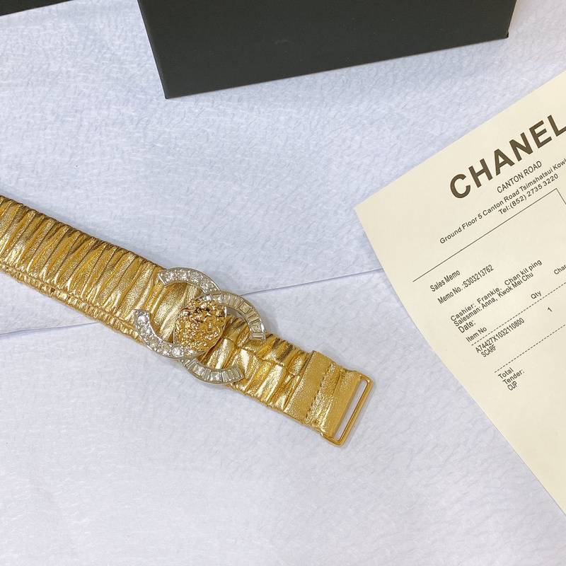 Chanel Leather Women’s Belt 'Yellow' - Banlieue91