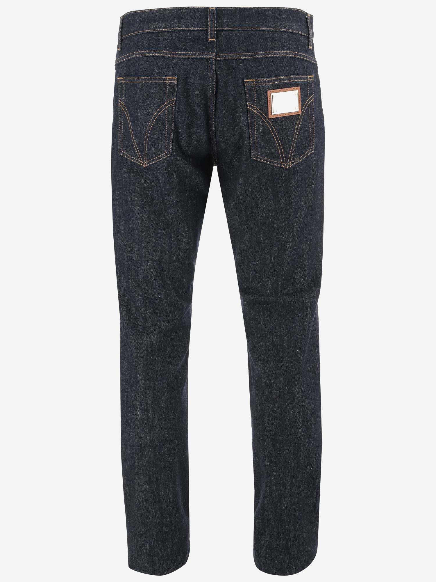 Dolce & Gabbana Cotton Denim Jeans With Dg Plaque - Banlieue91 -