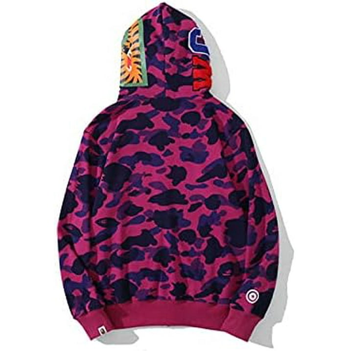 BAPE Hoodie Men's Shark Hoodie,Cotton Material Shark Jaw Jacket Ape Camo Full Zip Jacket Up - Banlieue91 -