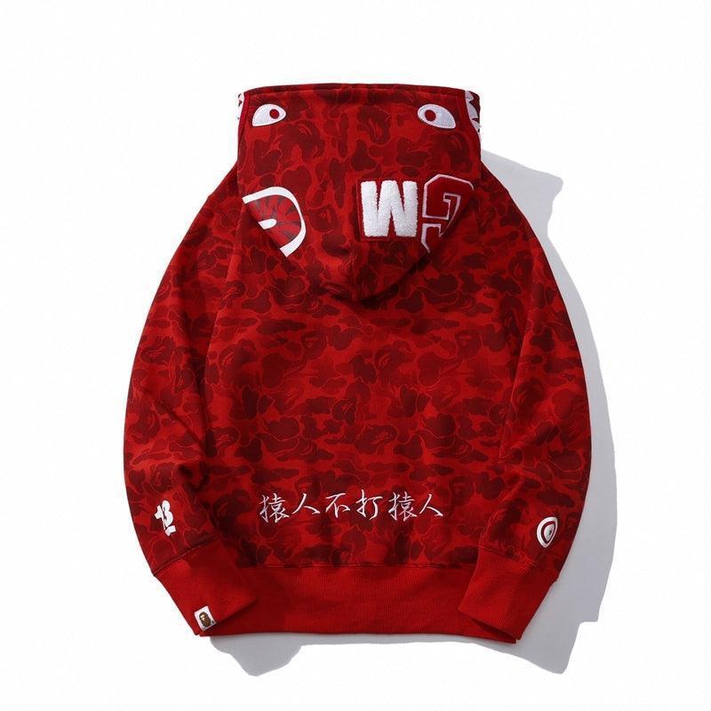 BAPE OG Camo Shark Full Zip-Up Hoodie A Bathing Ape 'Red' - Banlieue91