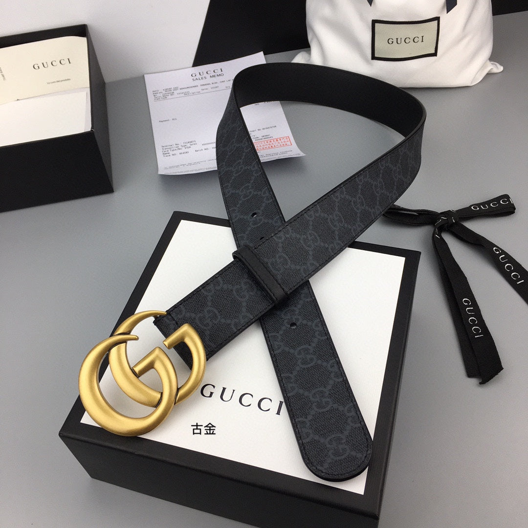 GUCCI Embellished coated-canvas and leather belt 'Black' - Banlieue91