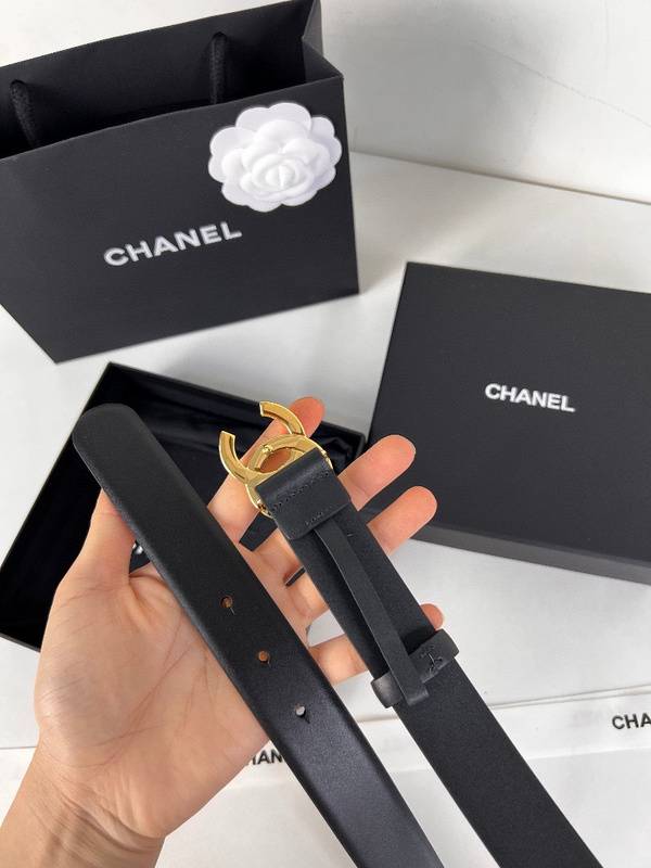 Chanel Leather Women’s Belt 'Black/Gold' - Banlieue91