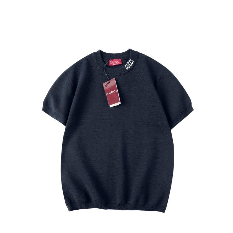 Gucci T-Shirt Without Collar 'Black' featuring a minimalist design and iconic logo on premium cotton fabric.