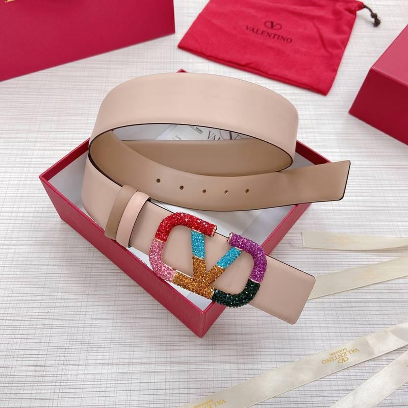 VALENTINO GARAVANI V logo Rainbow Reversible Leather Belt 'Beige/Light Brown' - Banlieue91