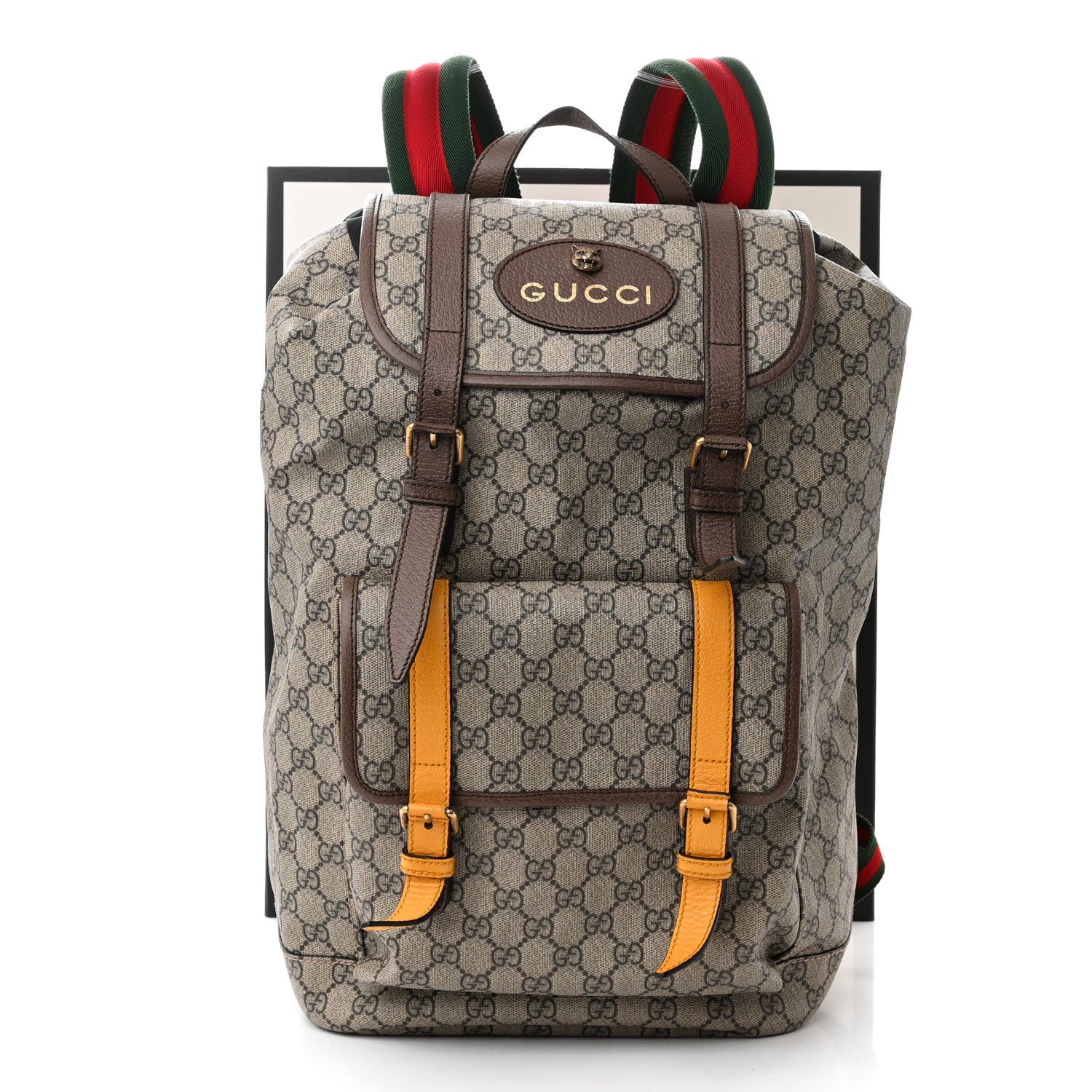 Gucci Soft GG Supreme Monogram Neo Vintage Double Buckle Backpack Beige New Acero Crop - Banlieue91