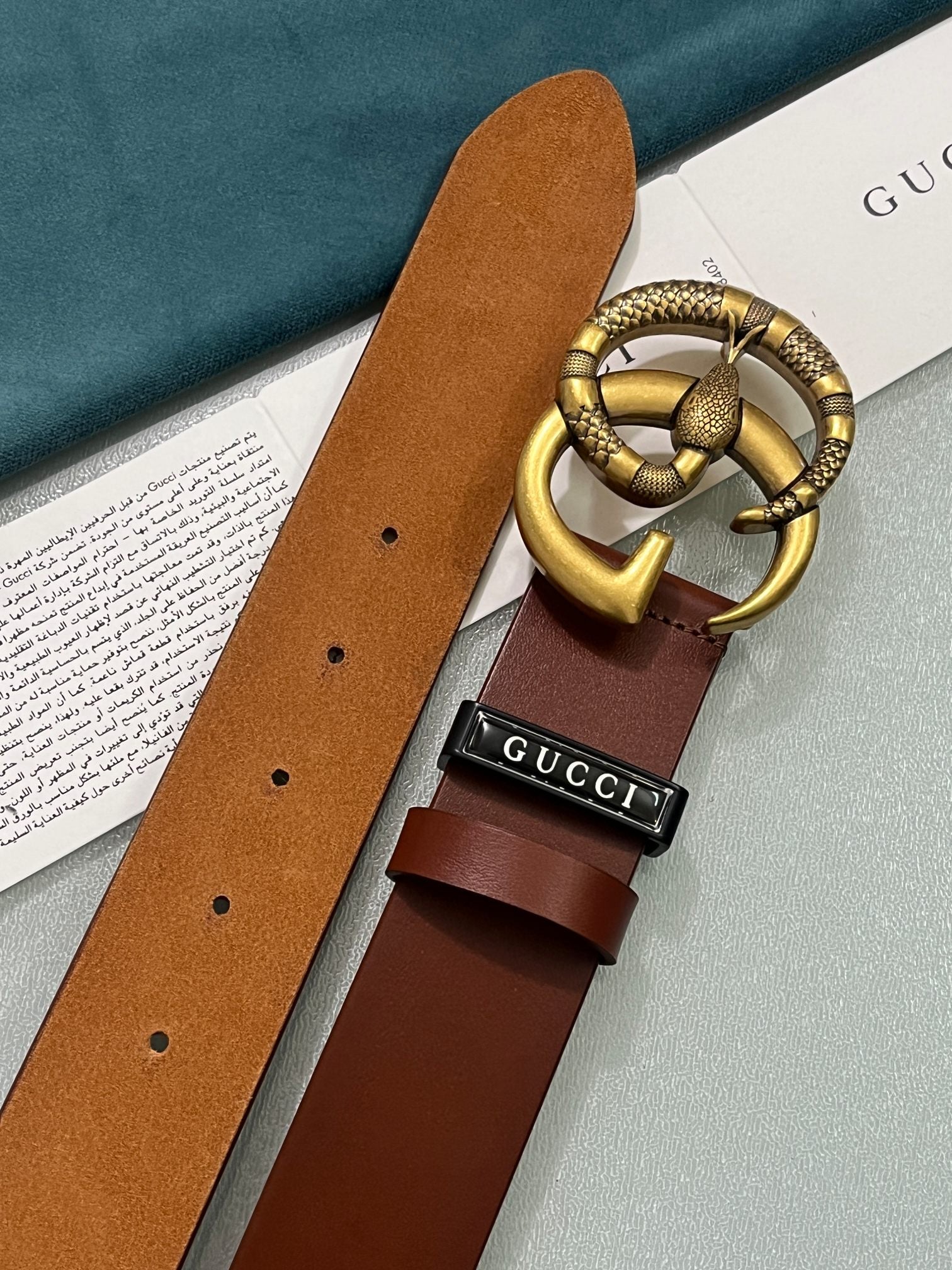 GUCCI Embellished coated-canvas and leather belt 'Brown' - Banlieue91