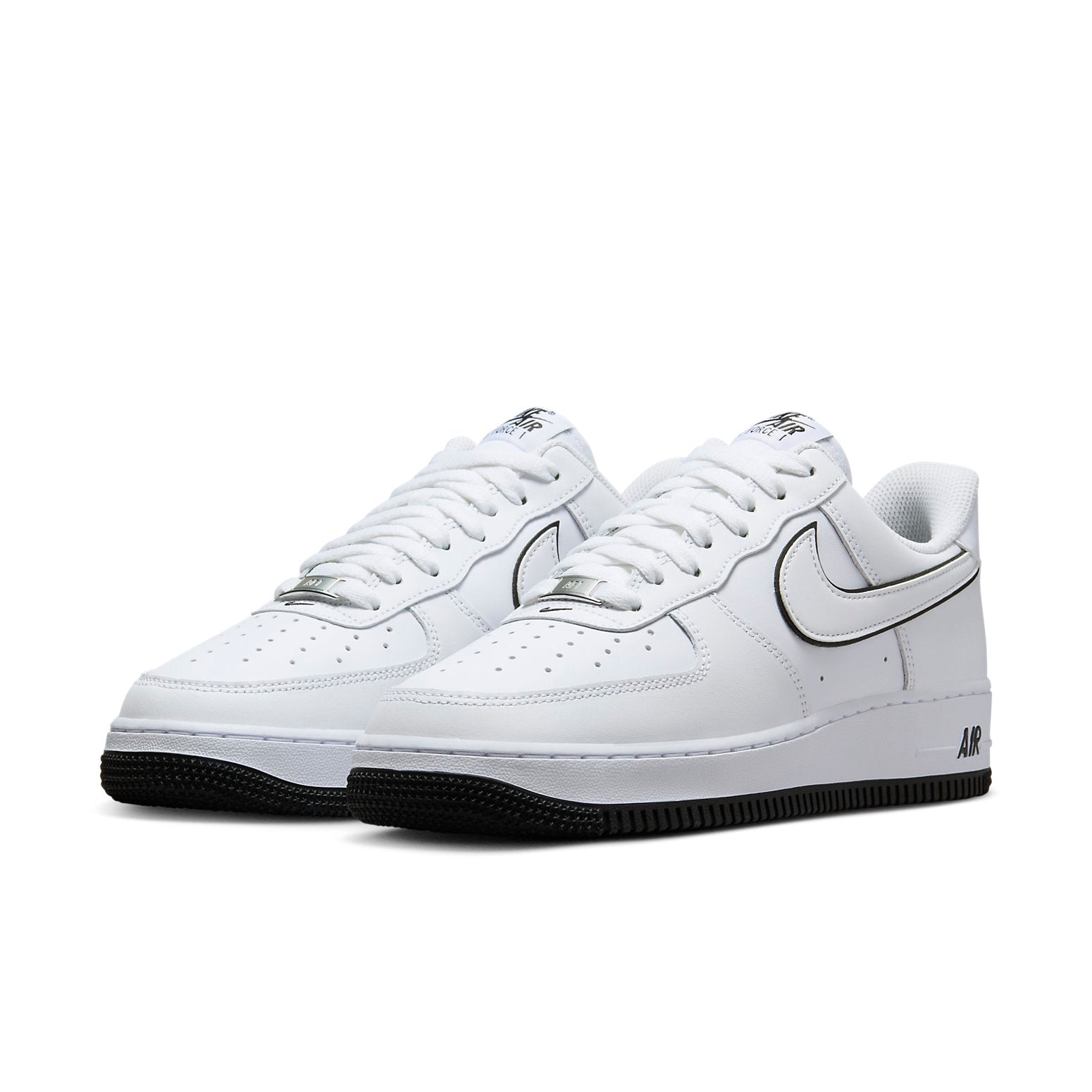 Nike Air Force 1 Low 'White Black' displayed from the side, emphasizing the sleek profile and black rubber outsole.