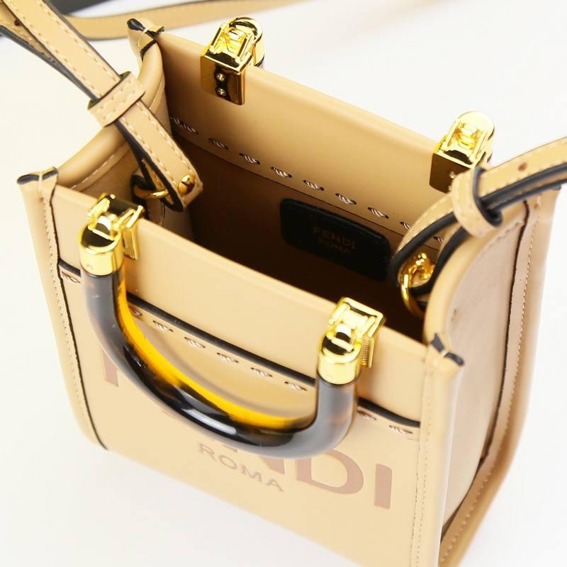 Fendi Vitello King Plexiglass Logo Embossed Mini Fendi Sunshine Shopper Tote - Banlieue91