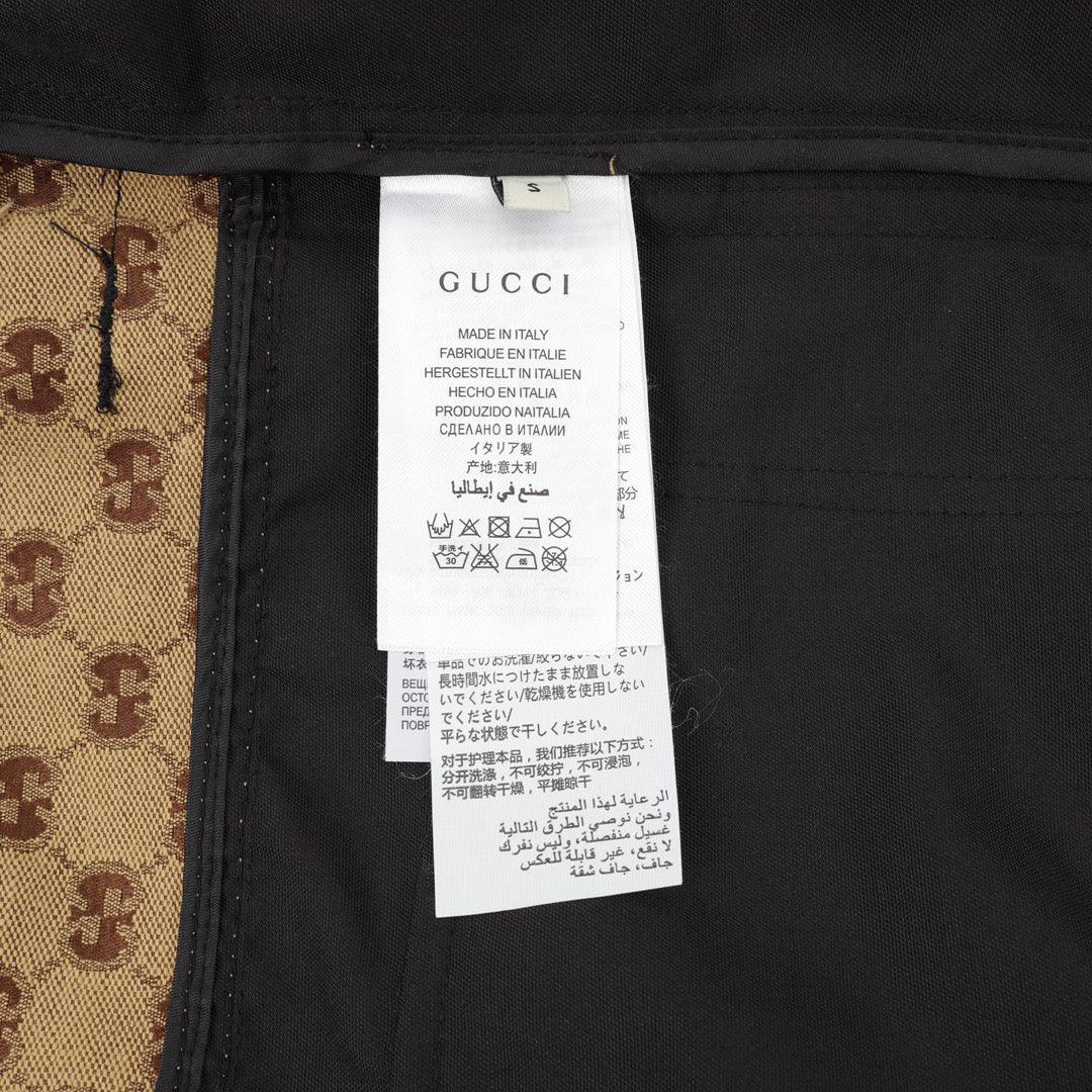 Gucci Dark Grey Bermuda Shorts with GG Canvas Inserts in Cotton - Banlieue91