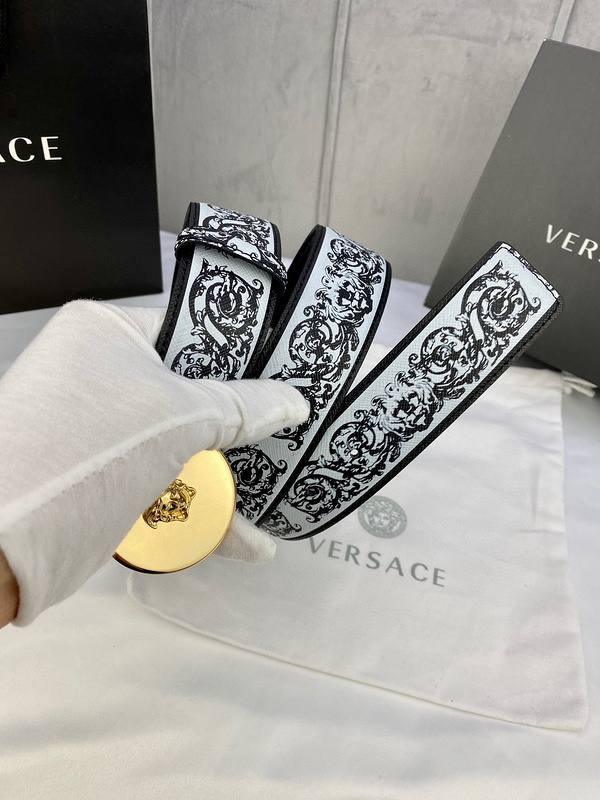 Versace MEDUSA BIGGIE ENAMEL LEATHER BELT - Banlieue91