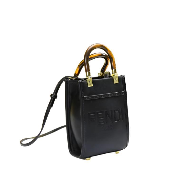 Fendi Vitello King Plexiglass Logo Embossed Mini Fendi Sunshine Shopper Tote - Banlieue91