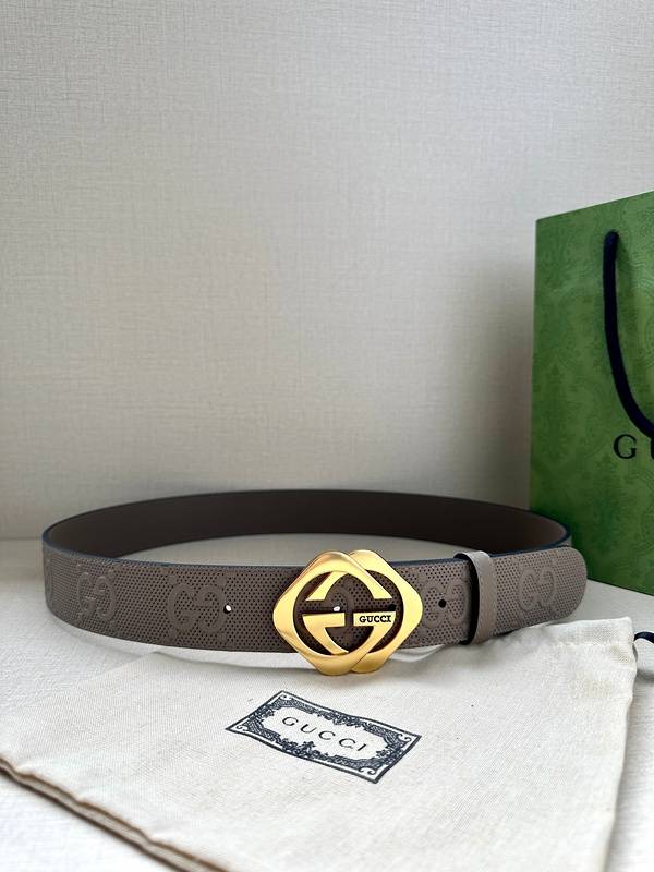 GUCCI Embellished coated-canvas and leather belt 'Dark Grey' - Banlieue91