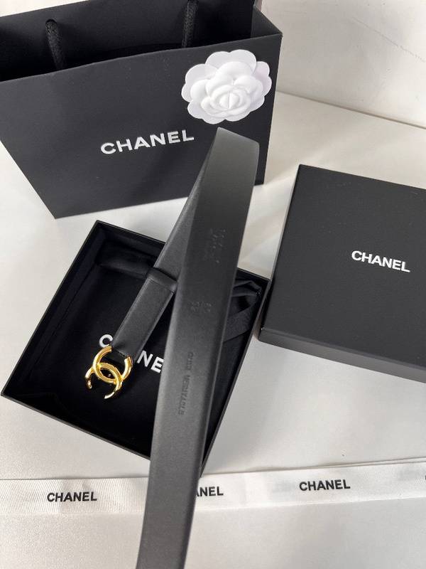 Chanel Leather Women’s Belt 'Black/Gold' - Banlieue91