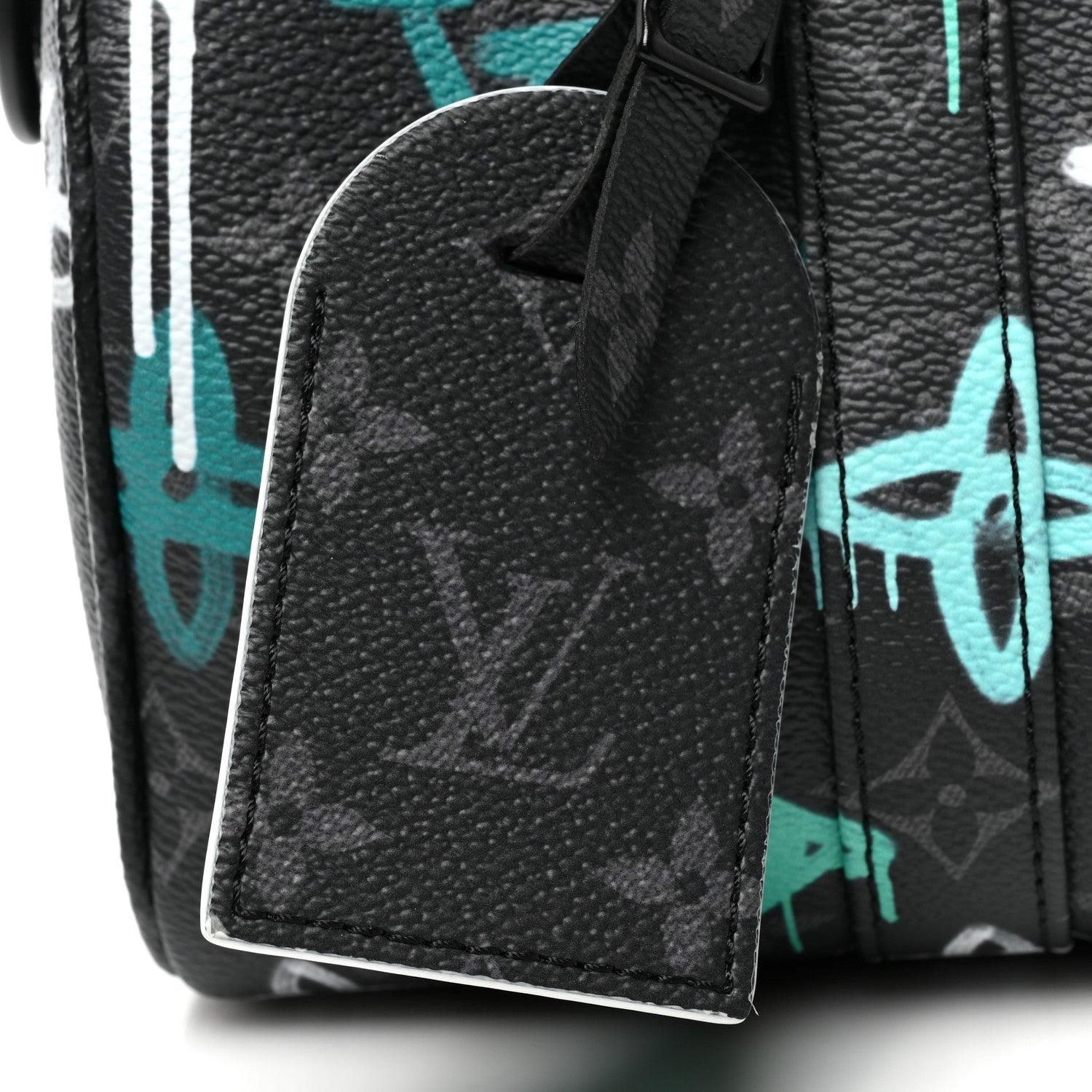 Louis Vuitton Monogram Eclipse LV Graffiti Keepall Bandouliere 25 'Green Light' - Banlieue91