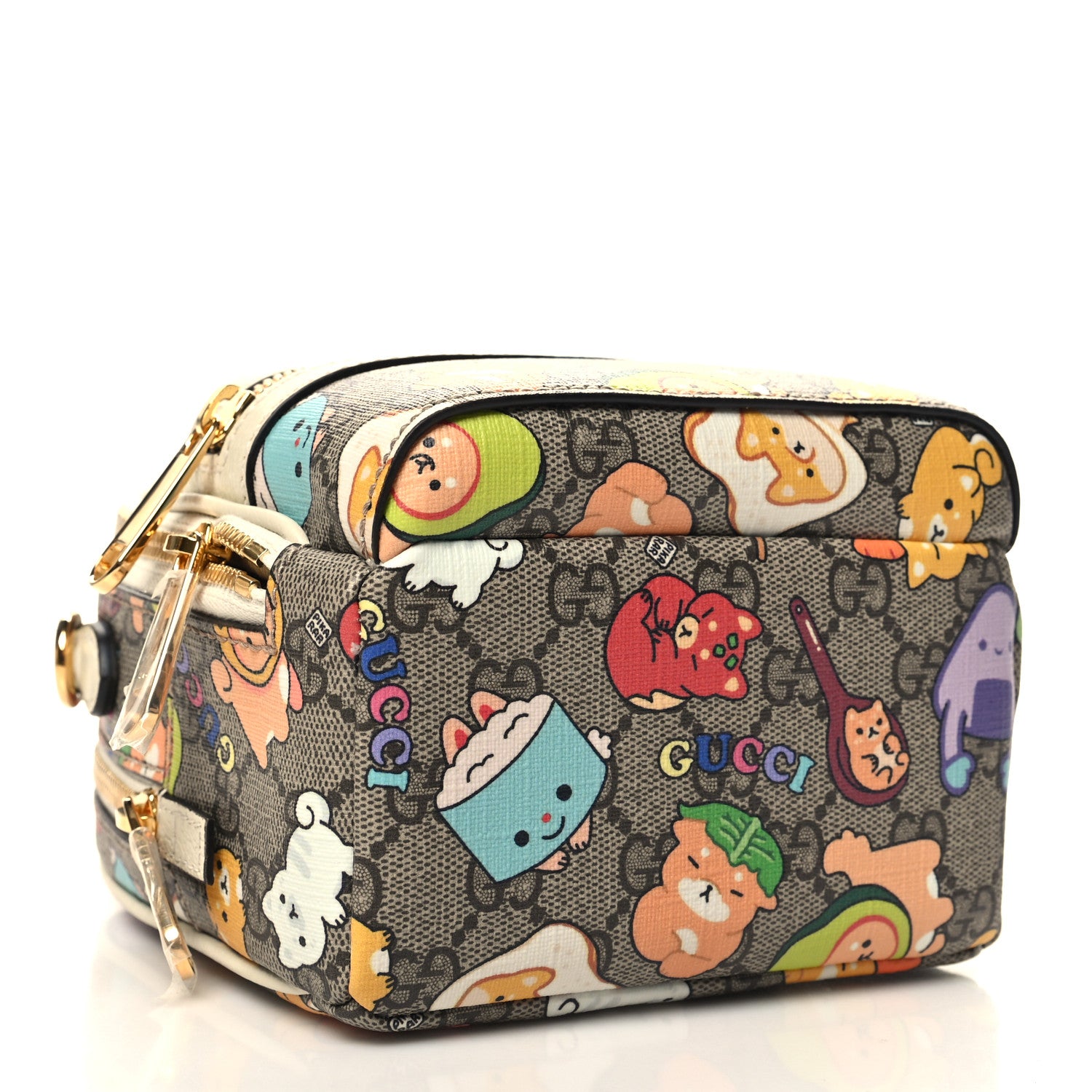 Gucci X PIKARAR GG Supreme Monogram Textured Dollar Calfskin Animal Print Retro Interlocking G Multi-Function Bag Beige Ebony Multicolor Mystic White - Banlieue91