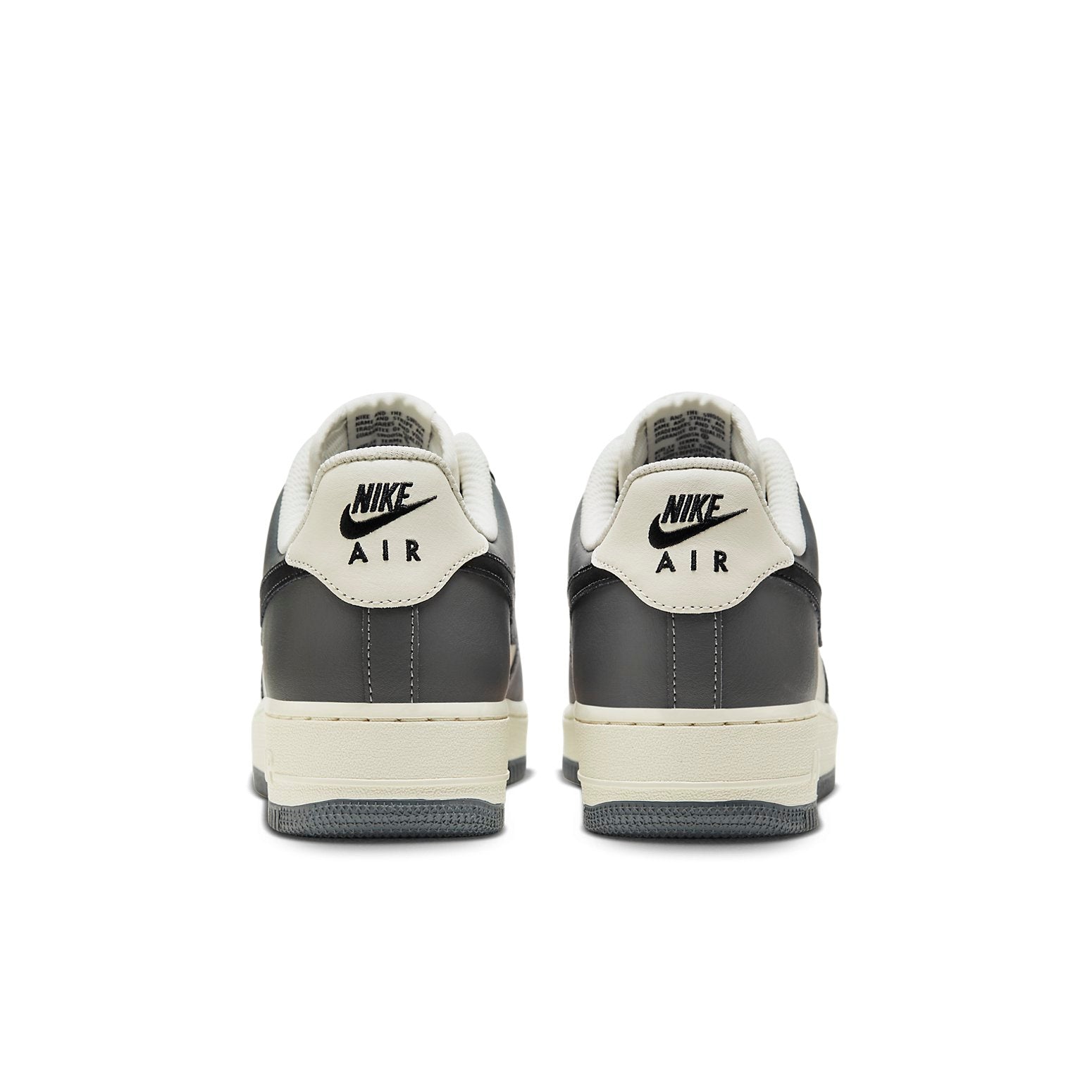 Close-up of the Nike Air Force 1 Low 'Grey White' sneaker highlighting premium materials and craftsmanship.