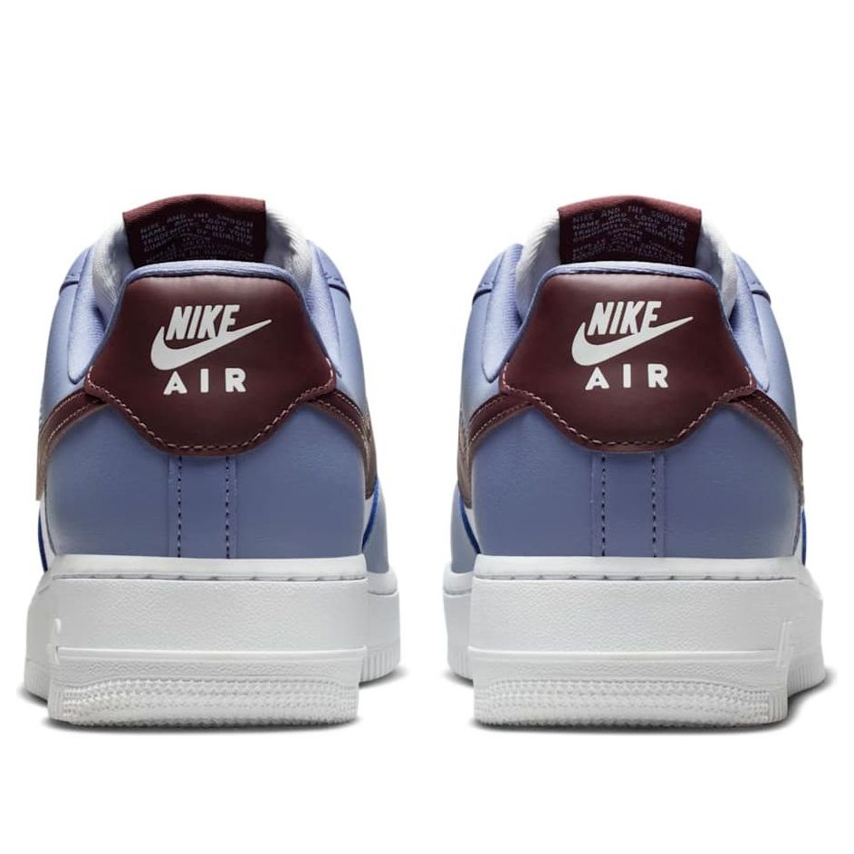 Close-up of the Nike Air Force 1 Low 'Diffused Blue' detailing the premium materials and iconic silhouette.
