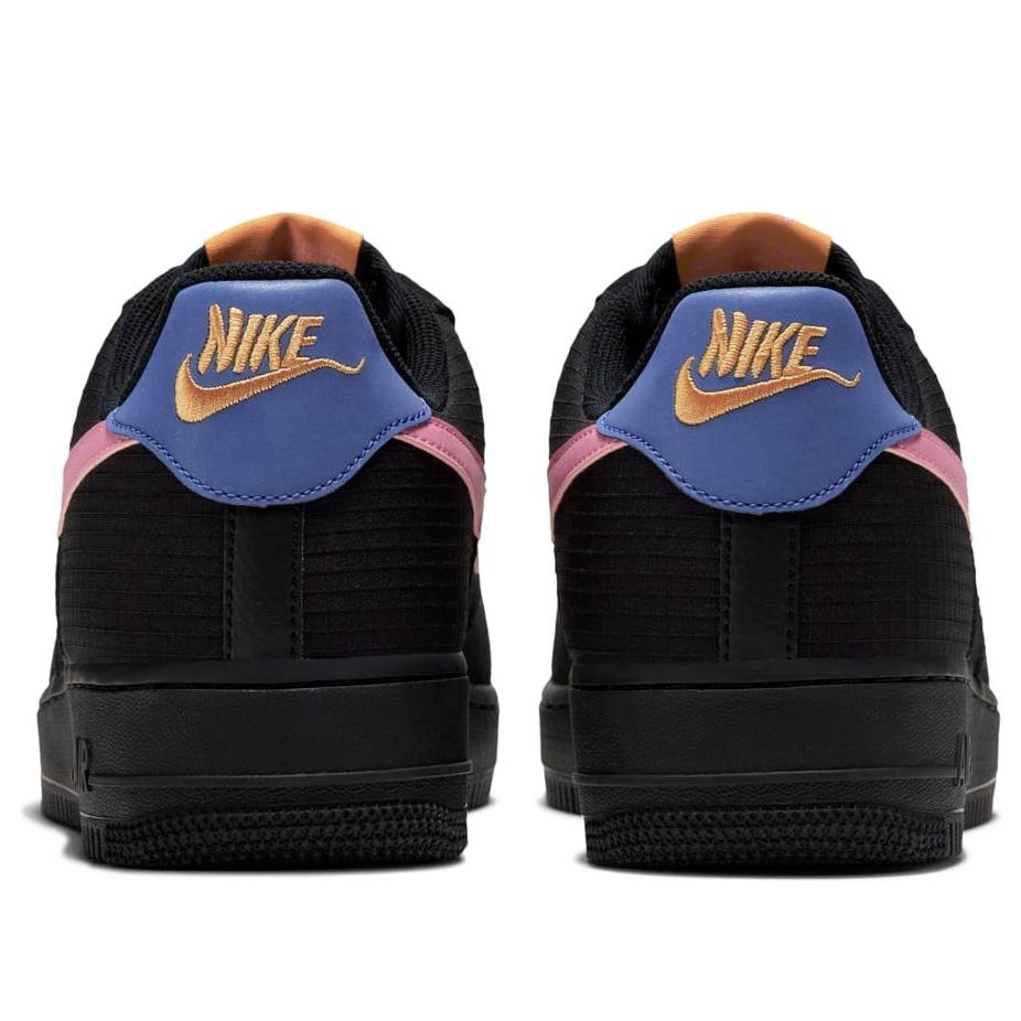 Close-up of the Nike Air Force 1 Low 'Black ACG' showcasing the comfortable black sole with Air cushioning technology.