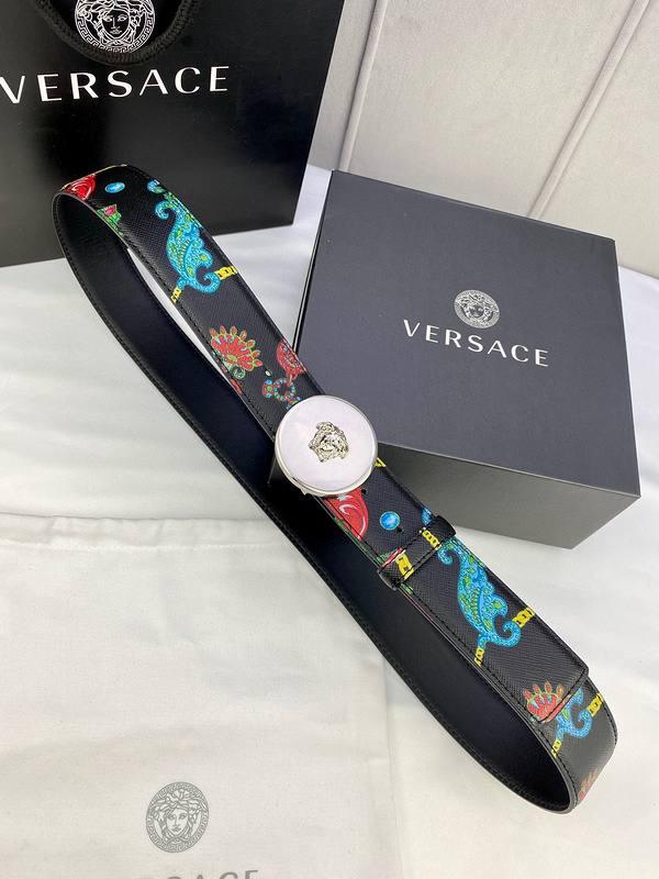 Versace MEDUSA BIGGIE ENAMEL LEATHER BELT - Banlieue91