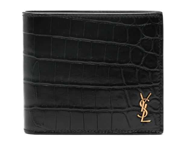 SAINT LAURENT Mini Crocodile-Embossed East/West Bi-Fold Wallet - Banlieue91 -