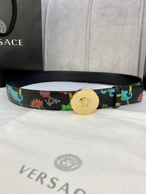 Versace MEDUSA BIGGIE ENAMEL LEATHER BELT - Banlieue91