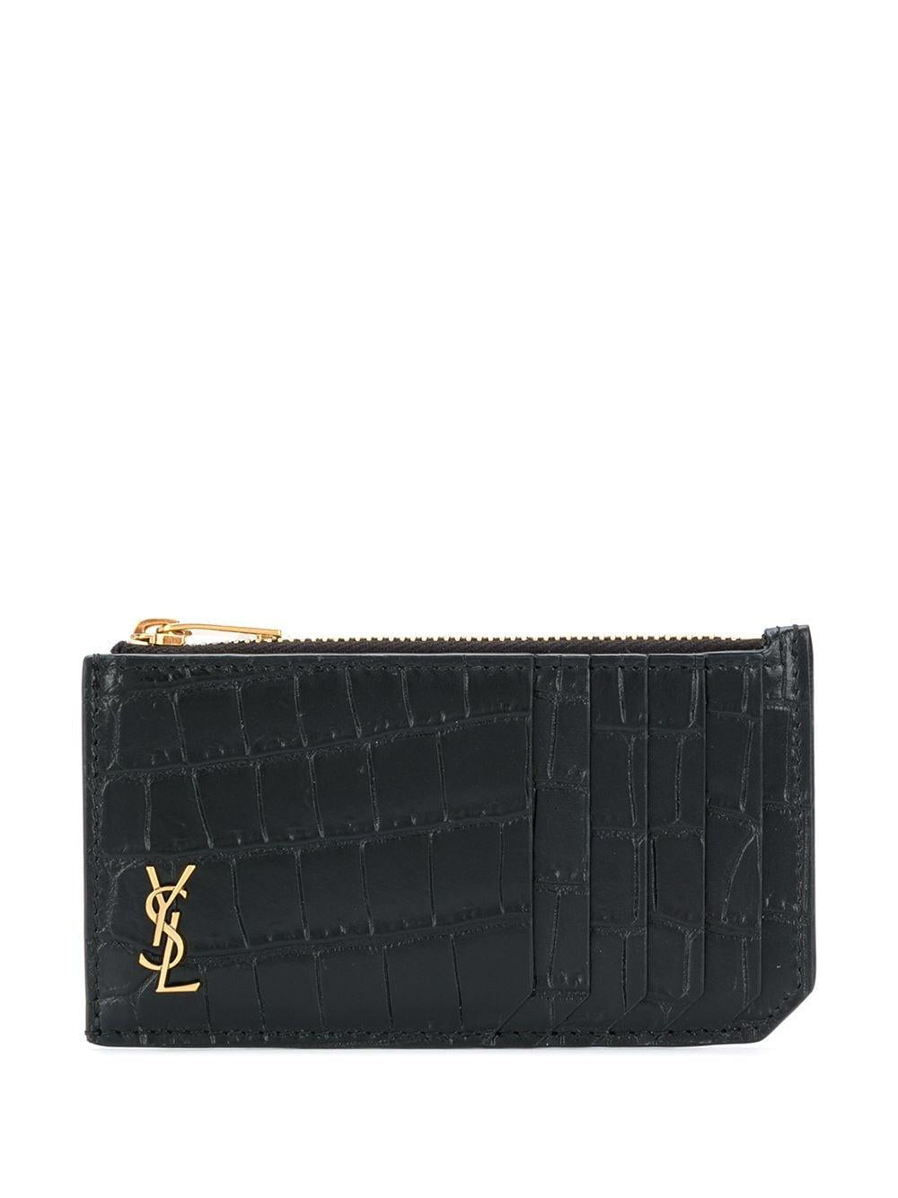 SAINT LAURENT Mini Logo Plaque Cardholder - Banlieue91 -