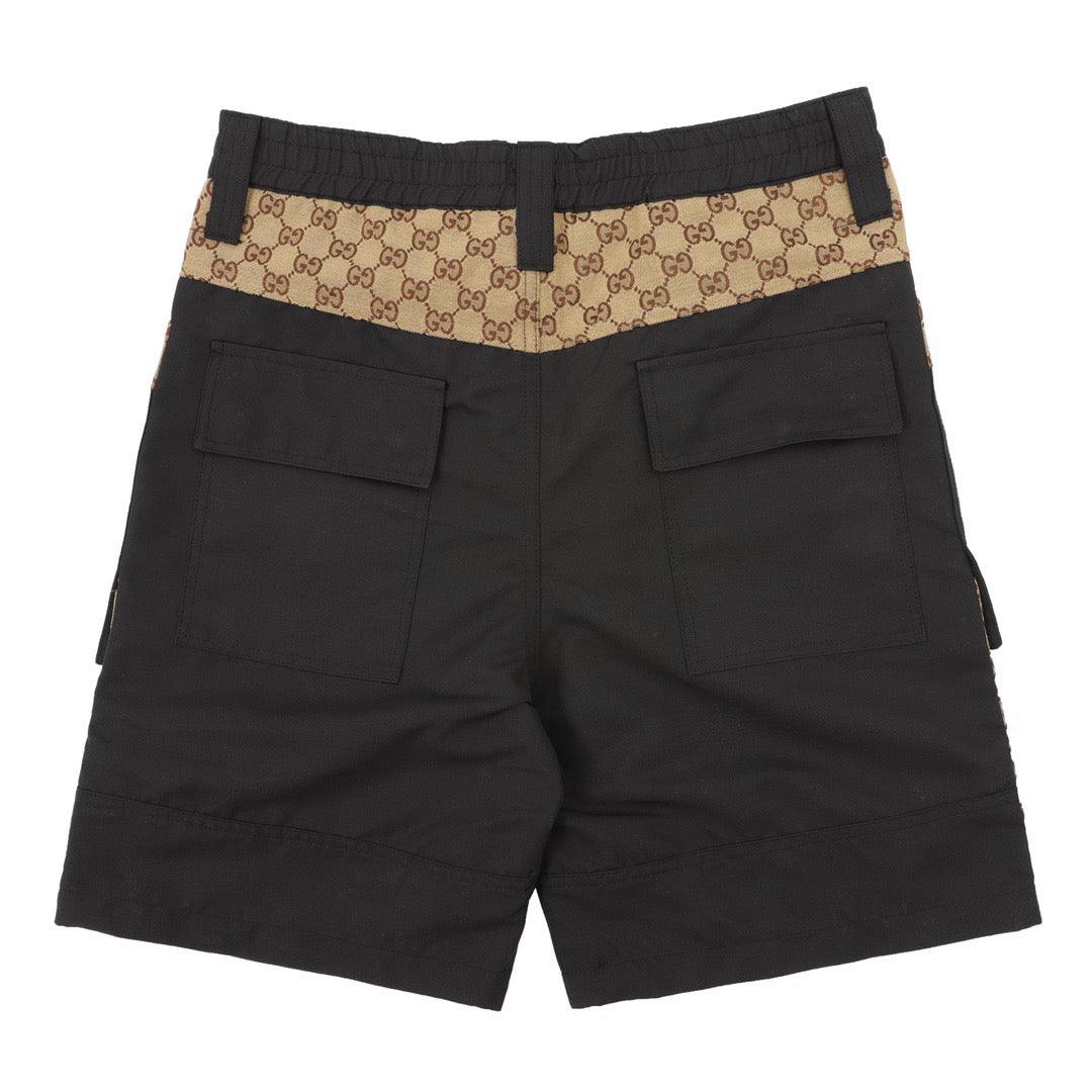 Gucci Dark Grey Bermuda Shorts with GG Canvas Inserts in Cotton - Banlieue91