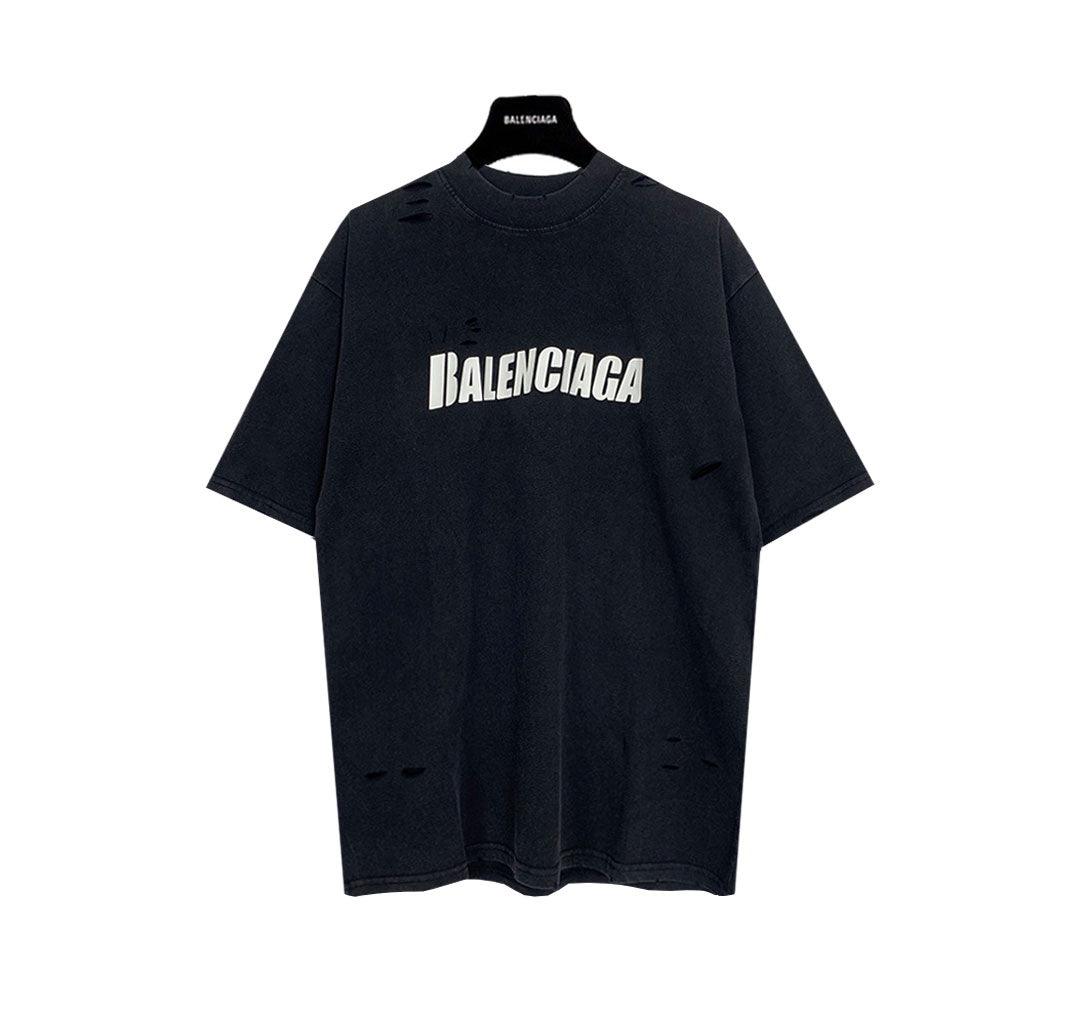 Balenciaga Black T-Shirt Without Collar - Banlieue91