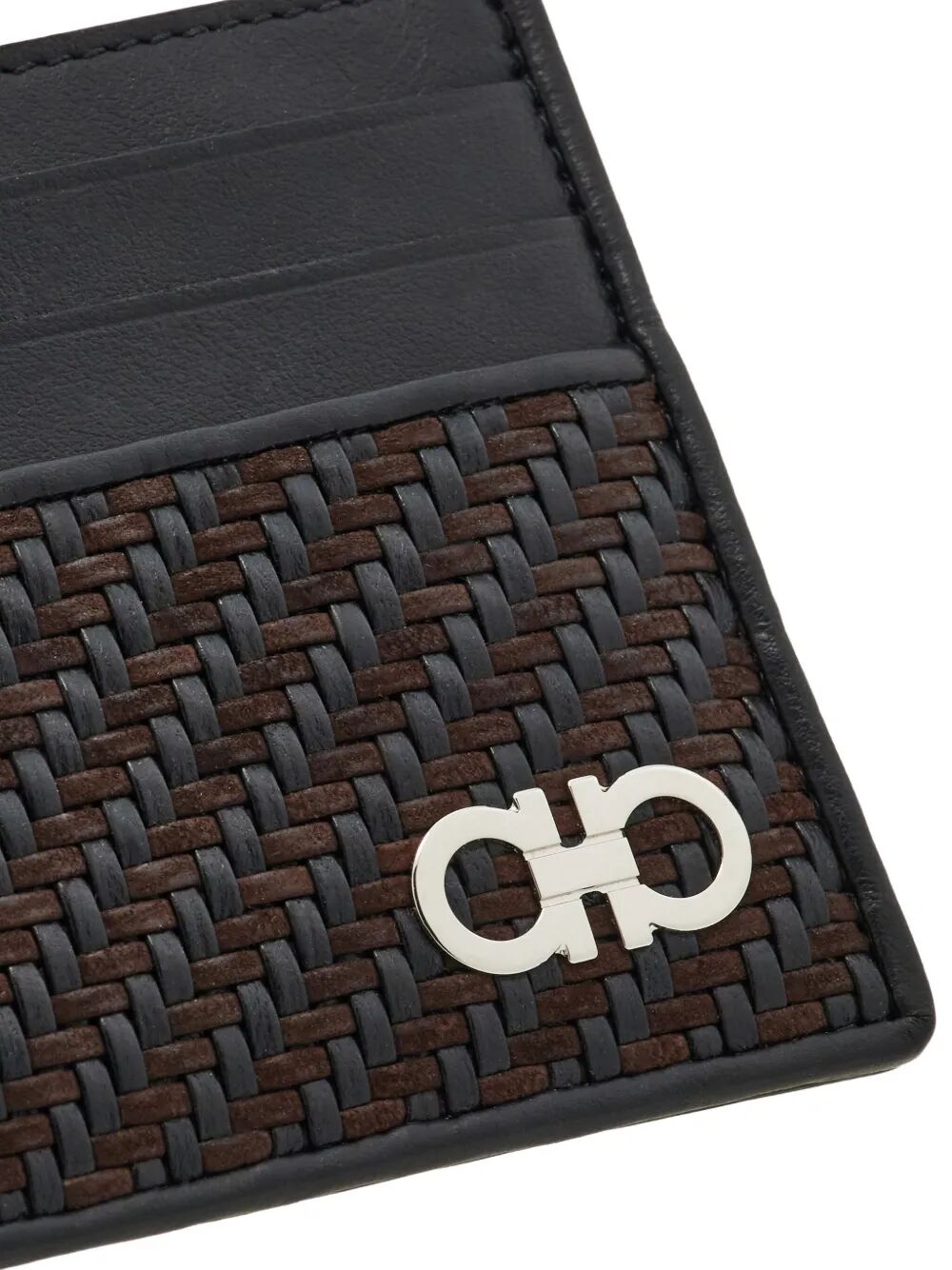 Ferragamo Elegant Gancini Hook Woven Mini Card Holder - Banlieue91 -