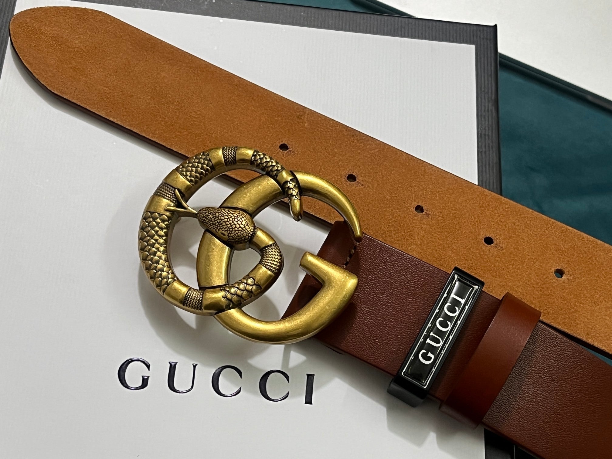 GUCCI Embellished coated-canvas and leather belt 'Brown' - Banlieue91