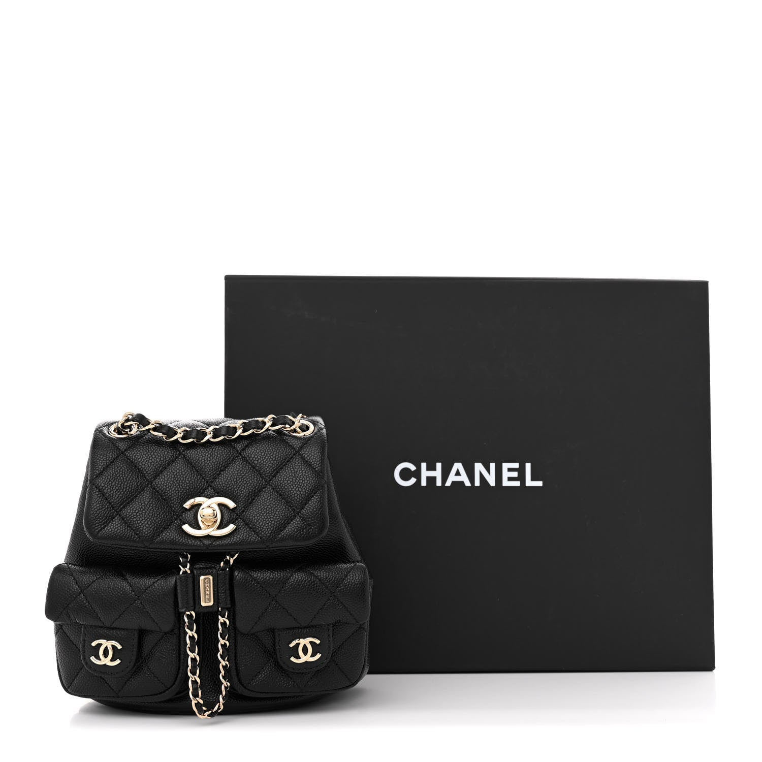 Chanel Shiny Caviar Quilted Small Duma Pockets Drawstring Backpack - Banlieue91