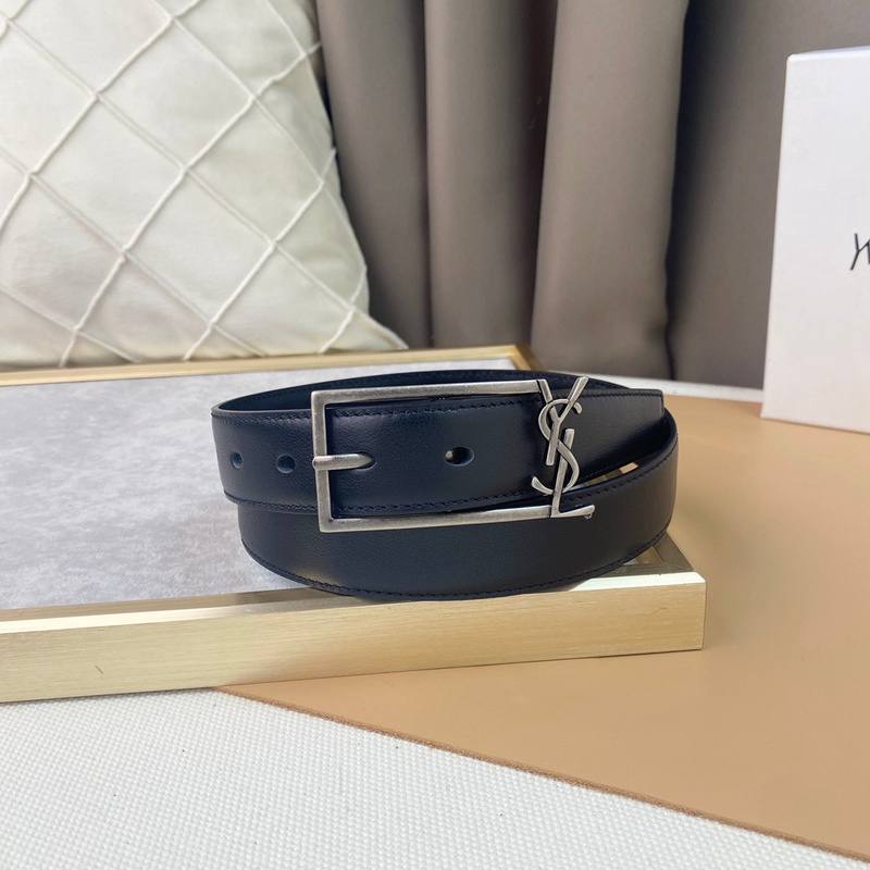 Saint Laurent Classic Monogram Square Buckle Belt Embossed Leather - Banlieue91