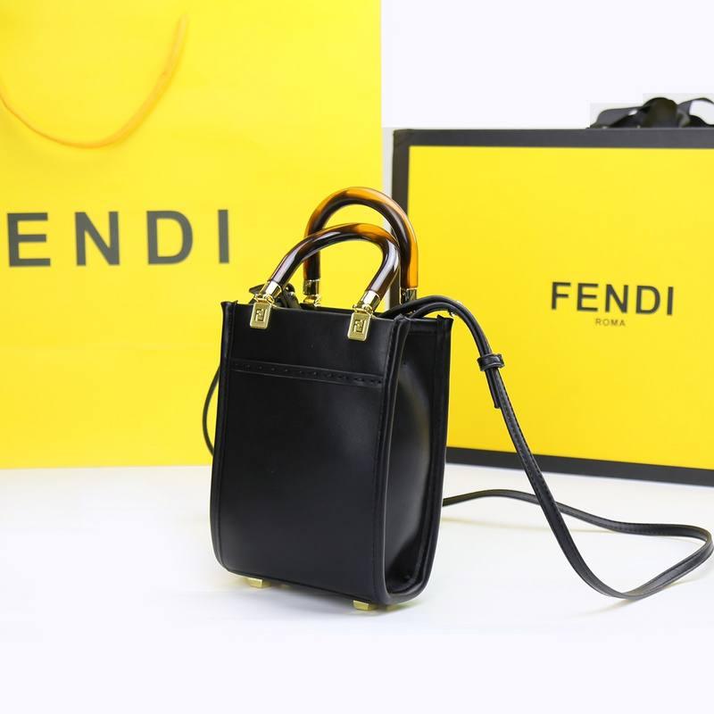 Fendi Vitello King Plexiglass Logo Embossed Mini Fendi Sunshine Shopper Tote - Banlieue91