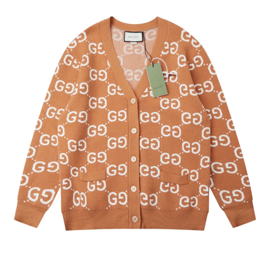 Gucci GG Wool Jacquard Cardigan 'Camel Ivory' - Banlieue91