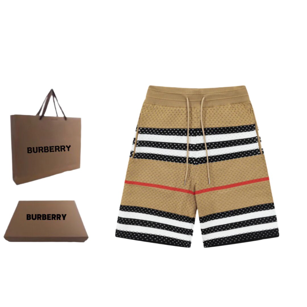 Burberry Men's Striped Cotton Knit Basketball Shorts 'Beige'