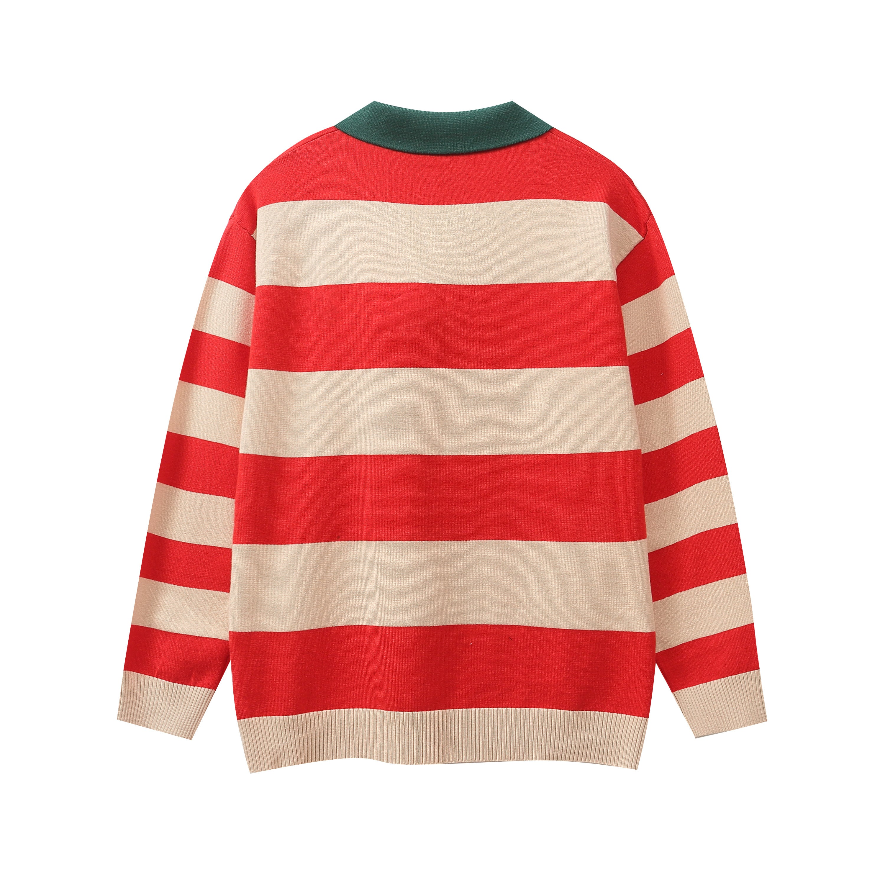 GUCCI Long sleeve polo shirt Interlocking G Knit Cream Red Green mens