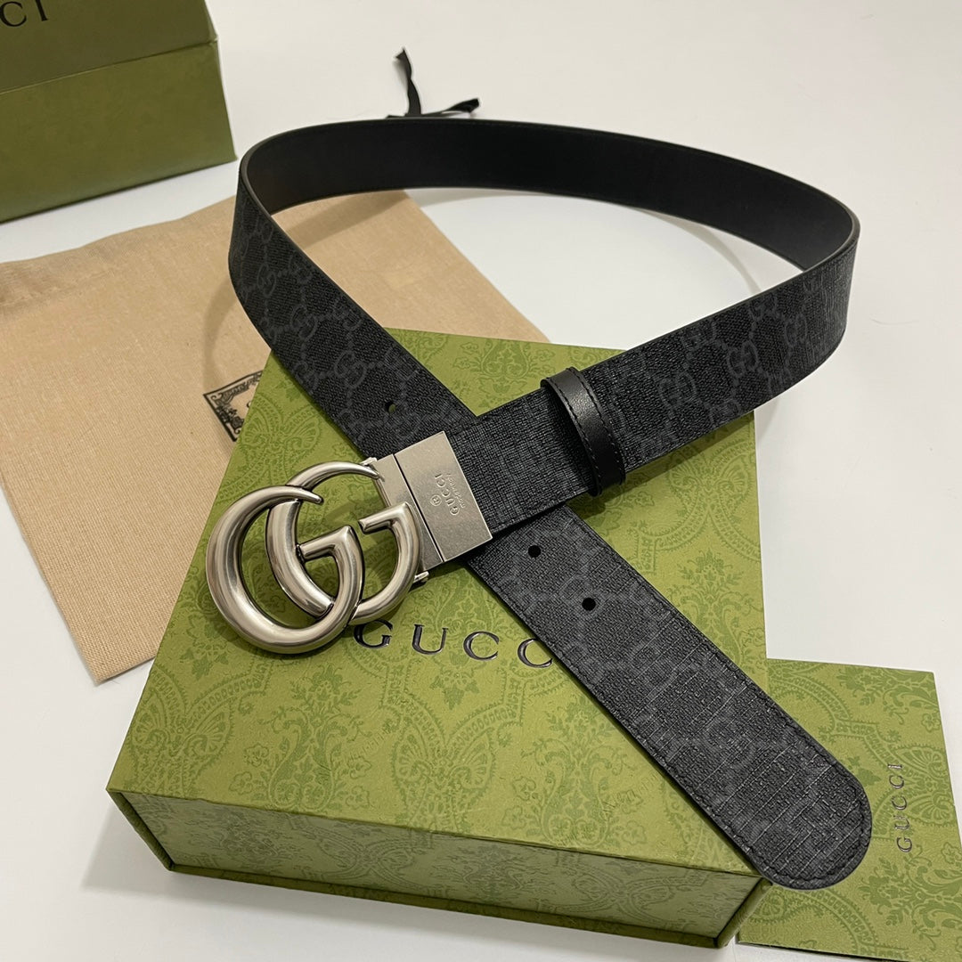 GUCCI Embellished coated-canvas and leather belt 'Black' - Banlieue91