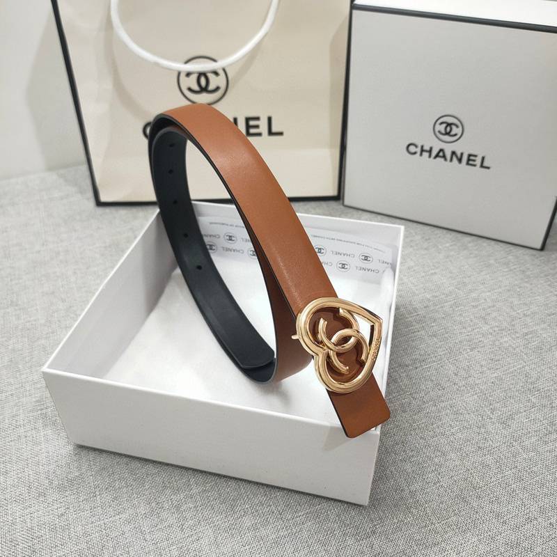 Chanel Calfskin CC Heart Coco In Love Women Belt 'Brown' - Banlieue91