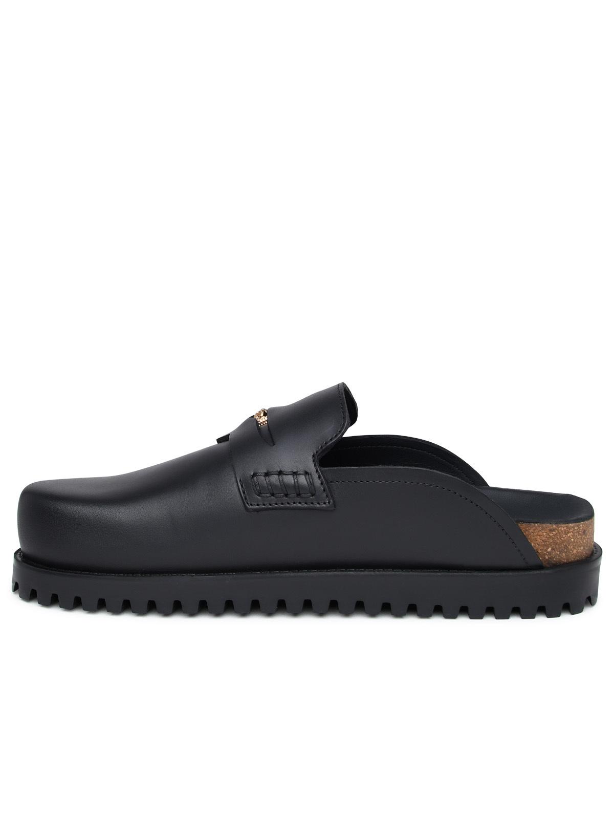 Versace Black Lear Slippers - Banlieue91 -
