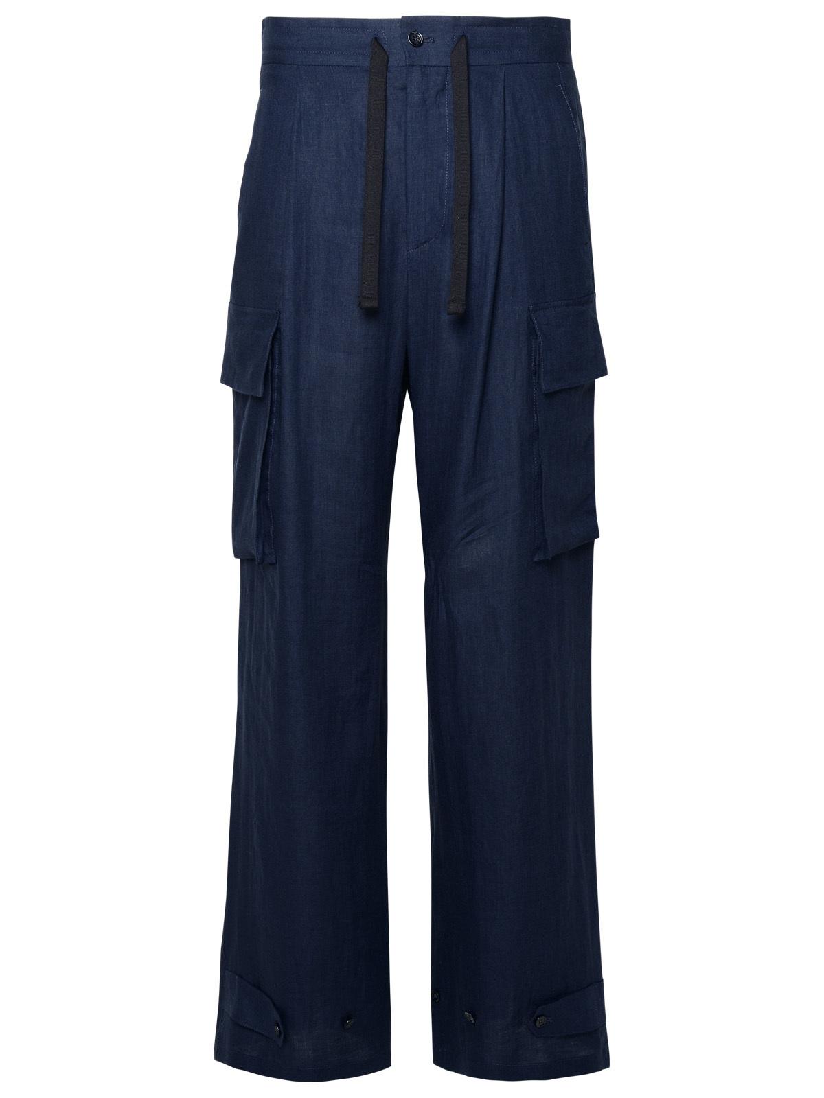 Dolce & Gabbana Blue Linen Cargo Pants - Banlieue91 -
