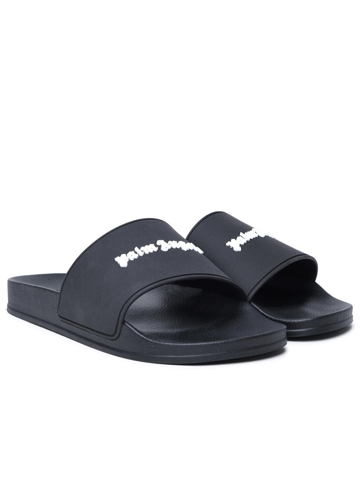 Palm Angels Black Polyurethane Slippers - Banlieue91 -