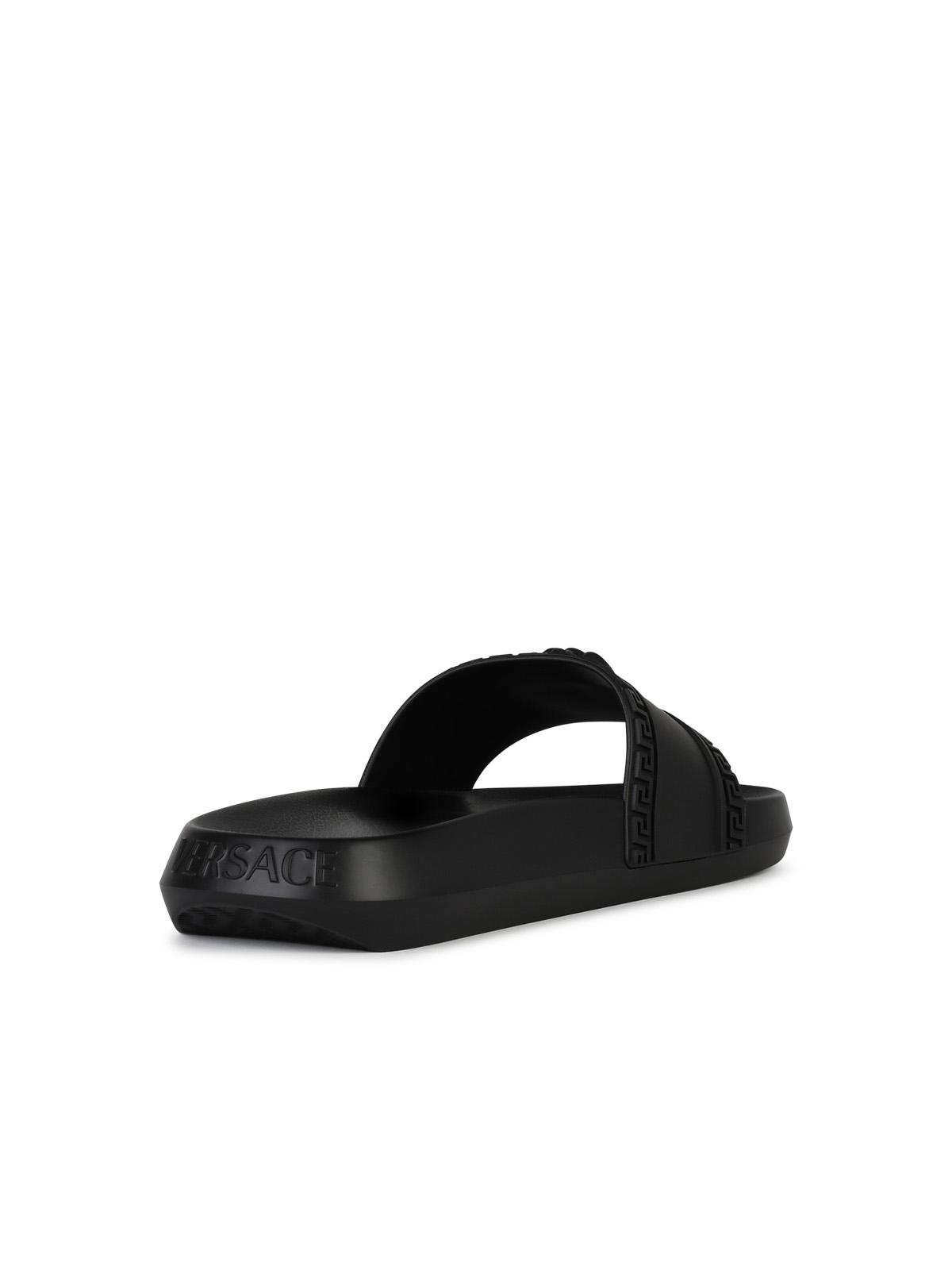 Versace Black Rubber Slippers - Banlieue91 -