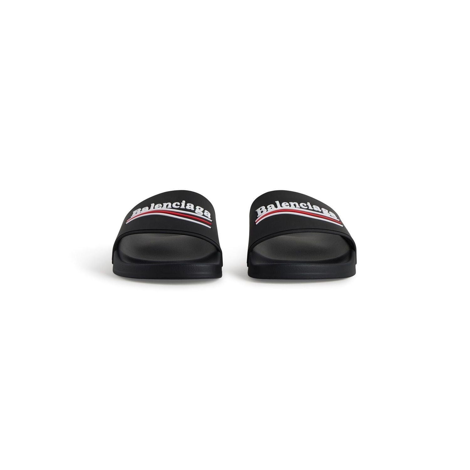 BALENCIAGA Pool Rubber Political Logo Sandals - Banlieue91 -