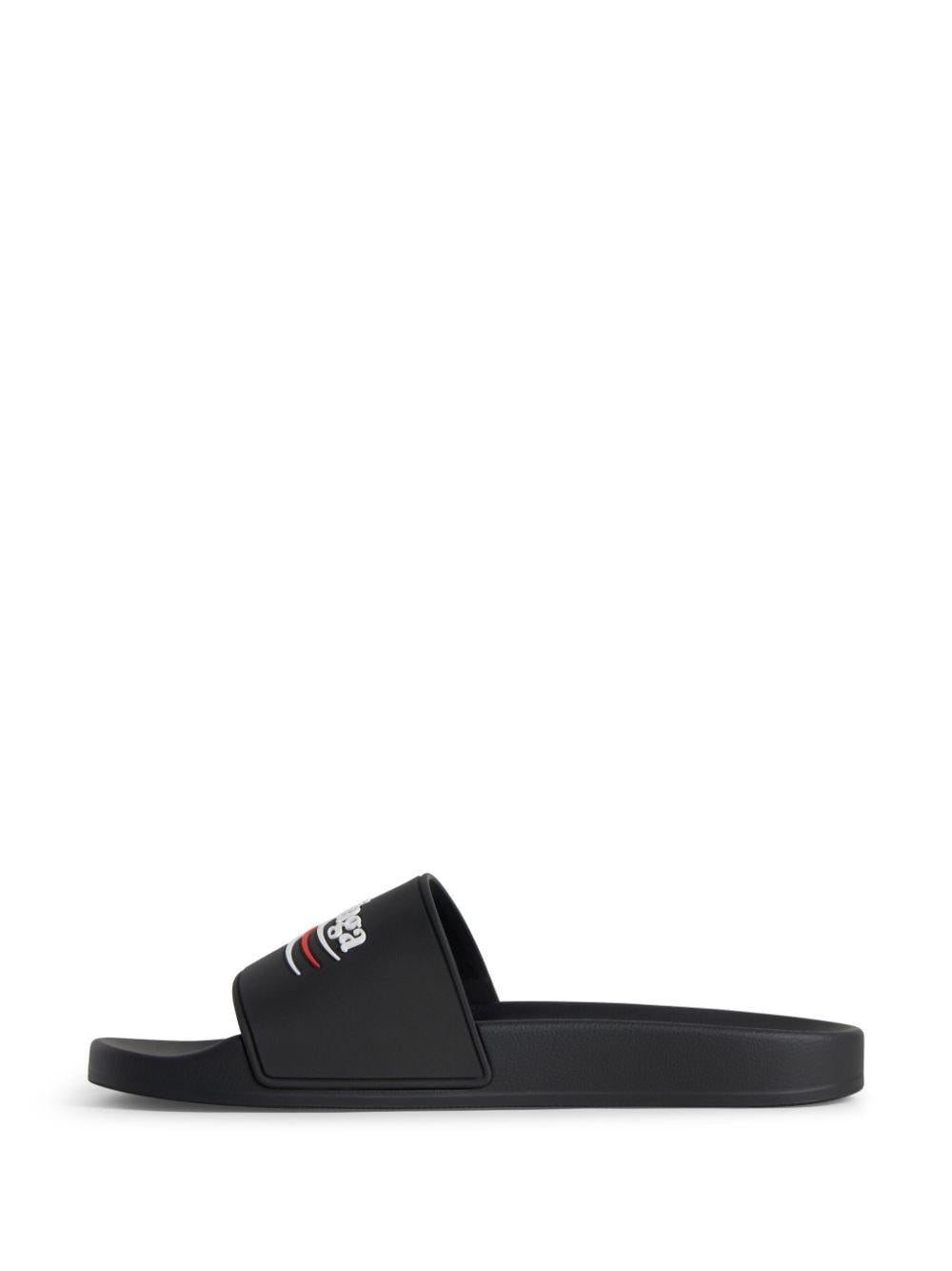 BALENCIAGA Pool Rubber Political Logo Sandals - Banlieue91 -