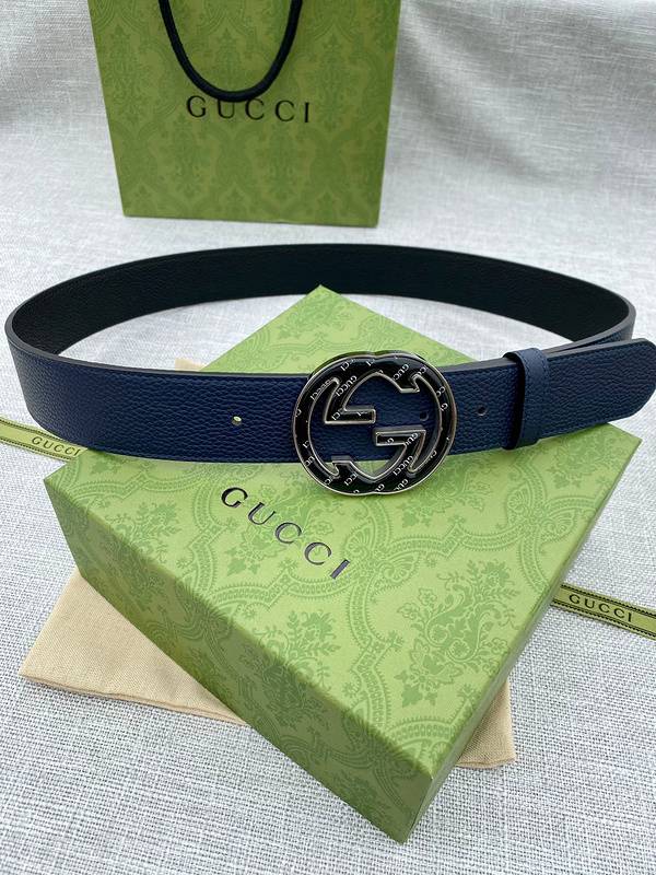 GUCCI Embellished coated-canvas and leather belt 'Blue' - Banlieue91